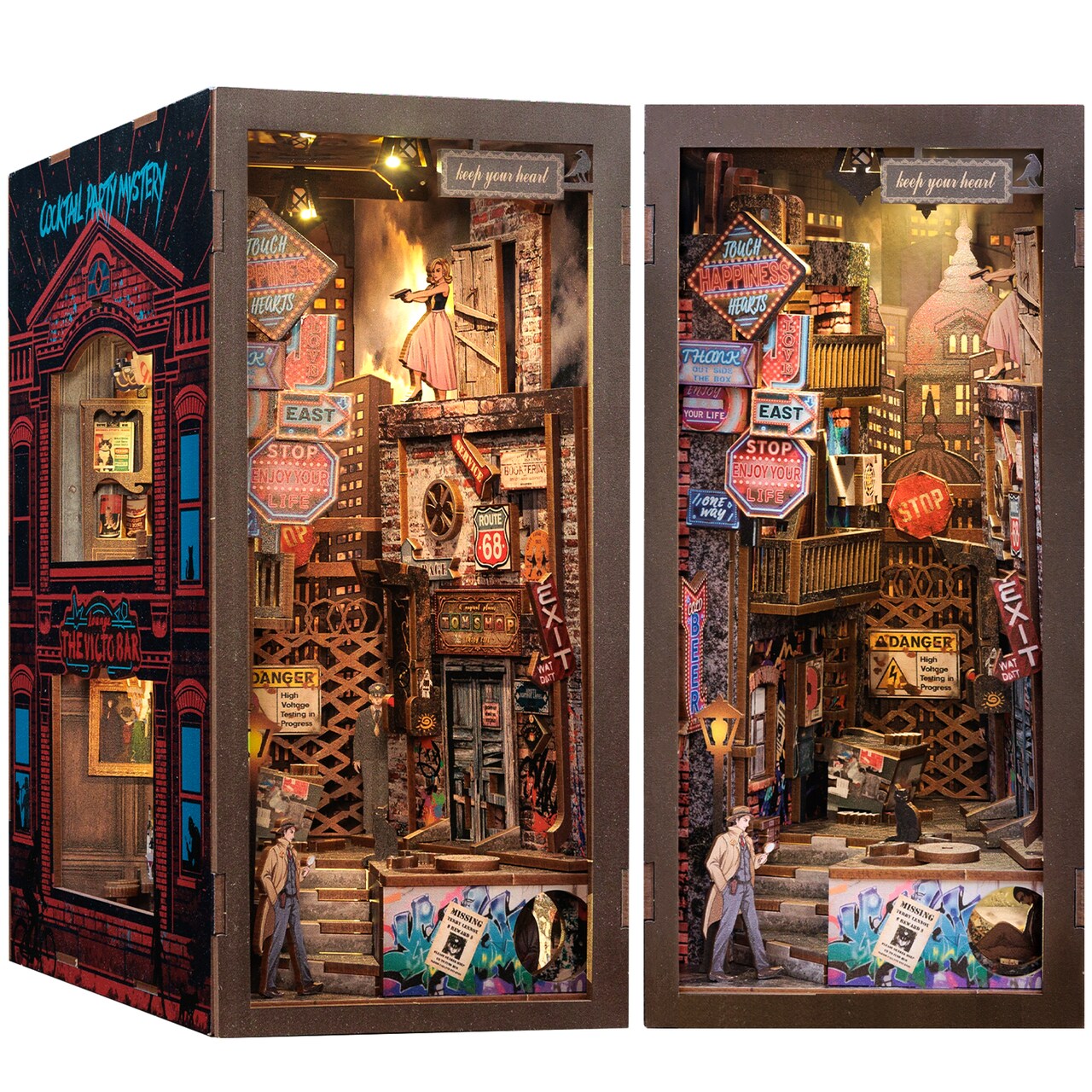 CUTEBEE Book Nook Kit The Long Goodbye DIY Miniature House Shelf Insert Decor Diorama Kit